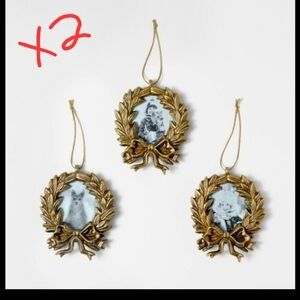 Studio McGee Sets of 3 Wreath Picture Frame Christmas Ornaments